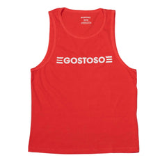 Red tank top with 'GOSTOSO' logo on a gray background