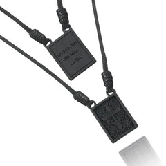 Scapular Deliver Us From Evil Amen Cord Men's Necklace - Male Jewelry