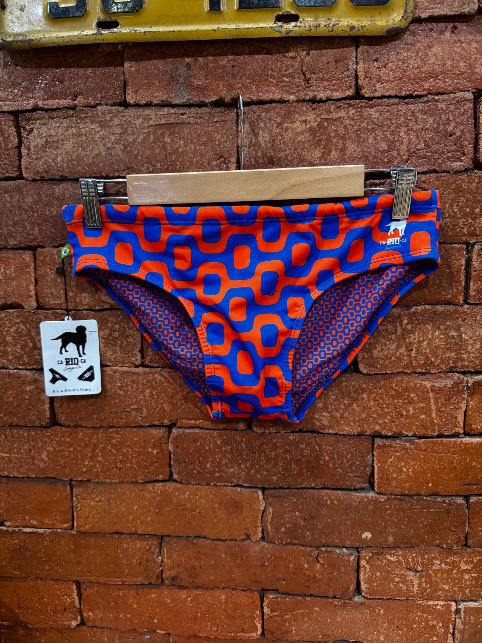 ORANGE & BLUE PAVEMENT SUNGA in Brief & Classic cut - Men's Designer Swimwear