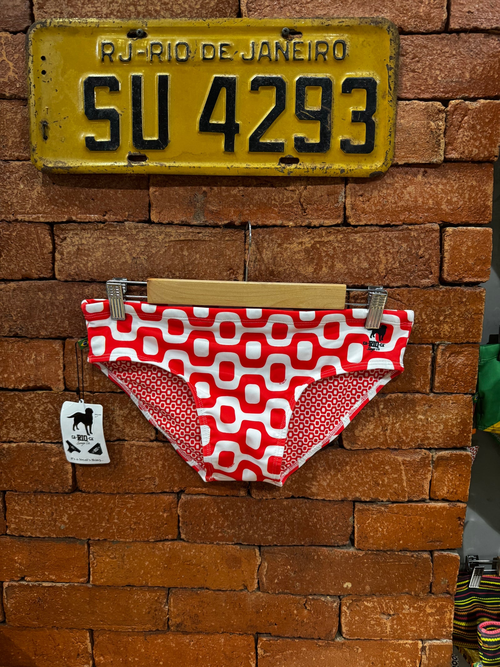 RED & WHITE PAVEMENT SUNGA in Brief & Classic cut - Men's Designer Swimwear