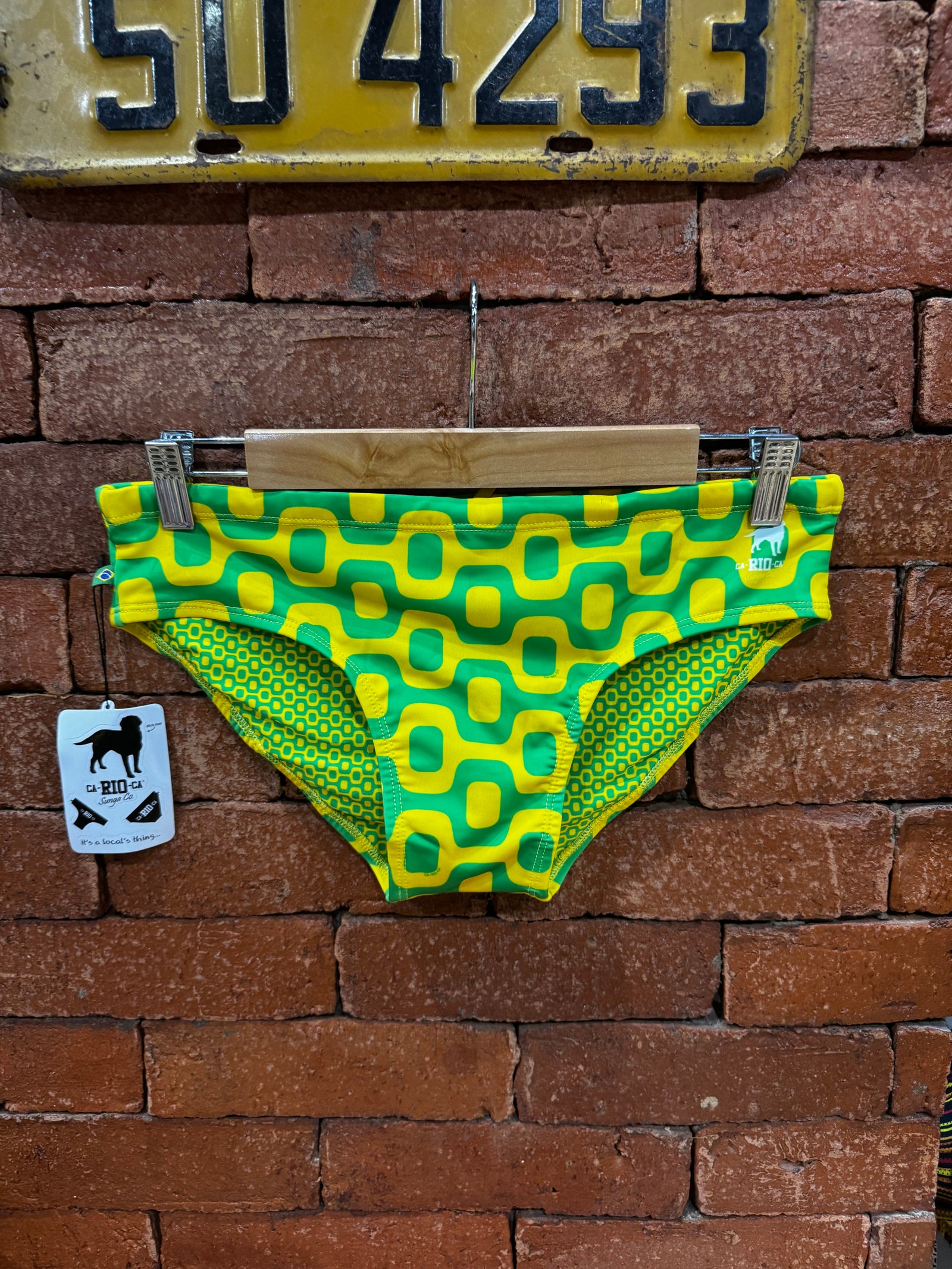 GREEN & YELLOW PAVEMENT SUNGA in Brief & Classic cut - Men's Designer Swimwear