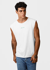 Gostoso Logotipo Regata Ribada com Estampa de Listras em Branco e Preto - Regatas Masculinas