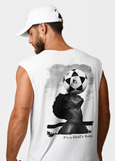 Gostoso Logotipo Regata Ribada com Estampa de Listras em Branco e Preto - Regatas Masculinas