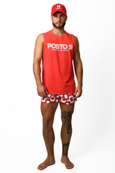 Gostoso Logotipo Regata Ribada com Estampa de Listras em Branco e Preto - Regatas Masculinas