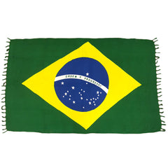 BANDEIRA DO BRASIL CANGA - Verde, Amarelo, Azul e Branco - Toalha de Praia Brasileira (Sarong/Pareo)