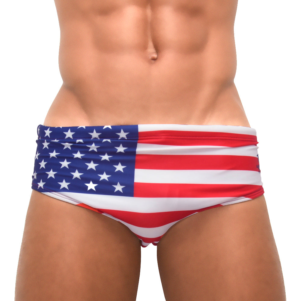 Fato de banho masculino com estampa de bandeira TEAM USA - Fatos de banho masculinos