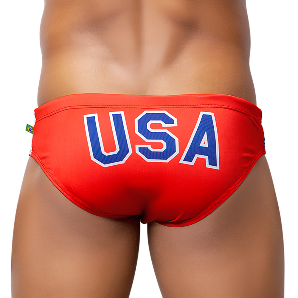 Fato de banho masculino com estampa de bandeira TEAM USA - Fatos de banho masculinos