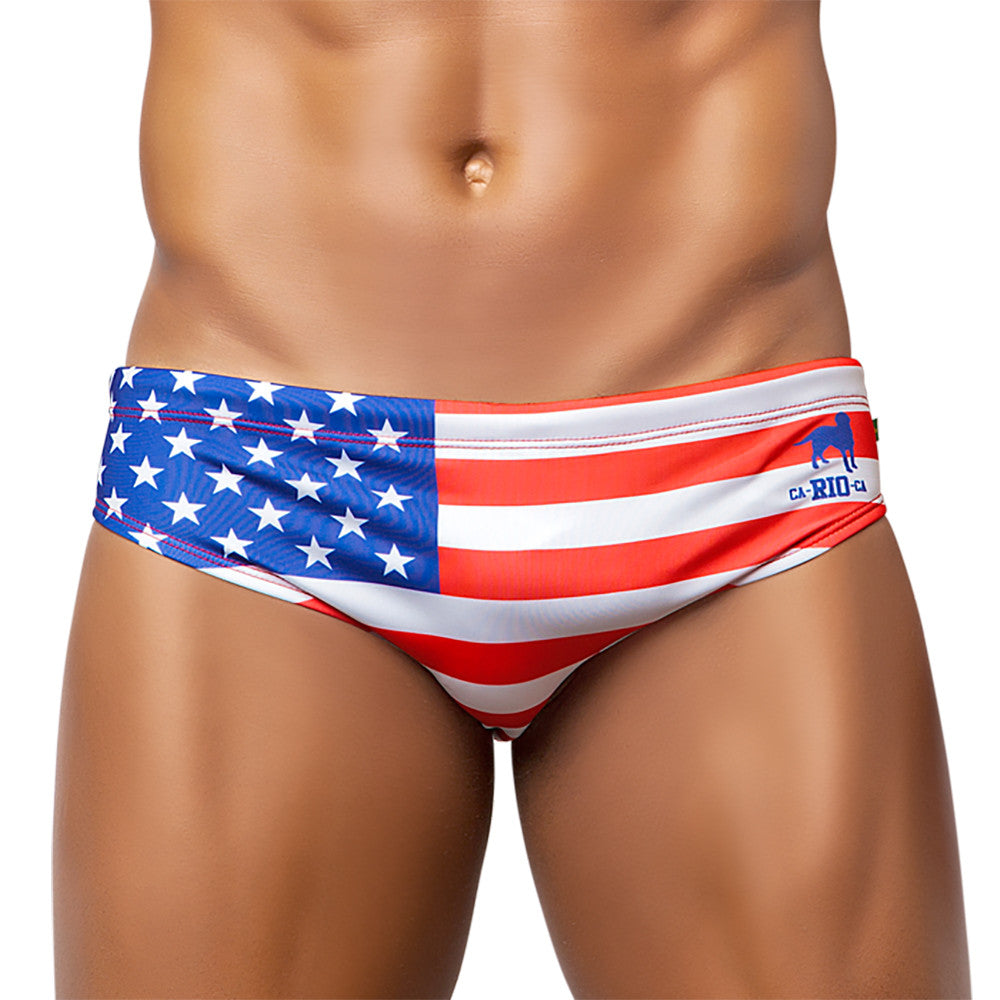 Fato de banho masculino com estampa de bandeira TEAM USA - Fatos de banho masculinos