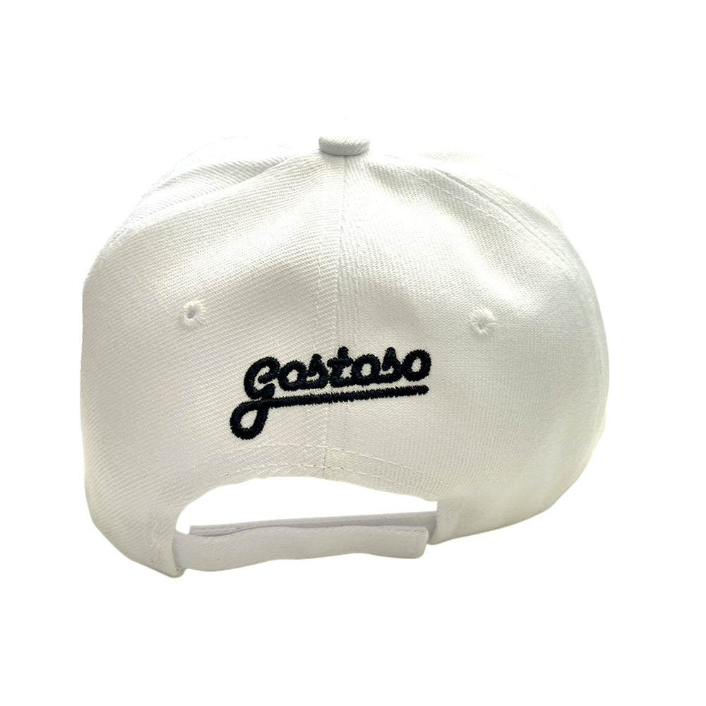 Chapéu de Caminhoneiro Bordado com Listras Gostoso Logotipo Preto e Branco