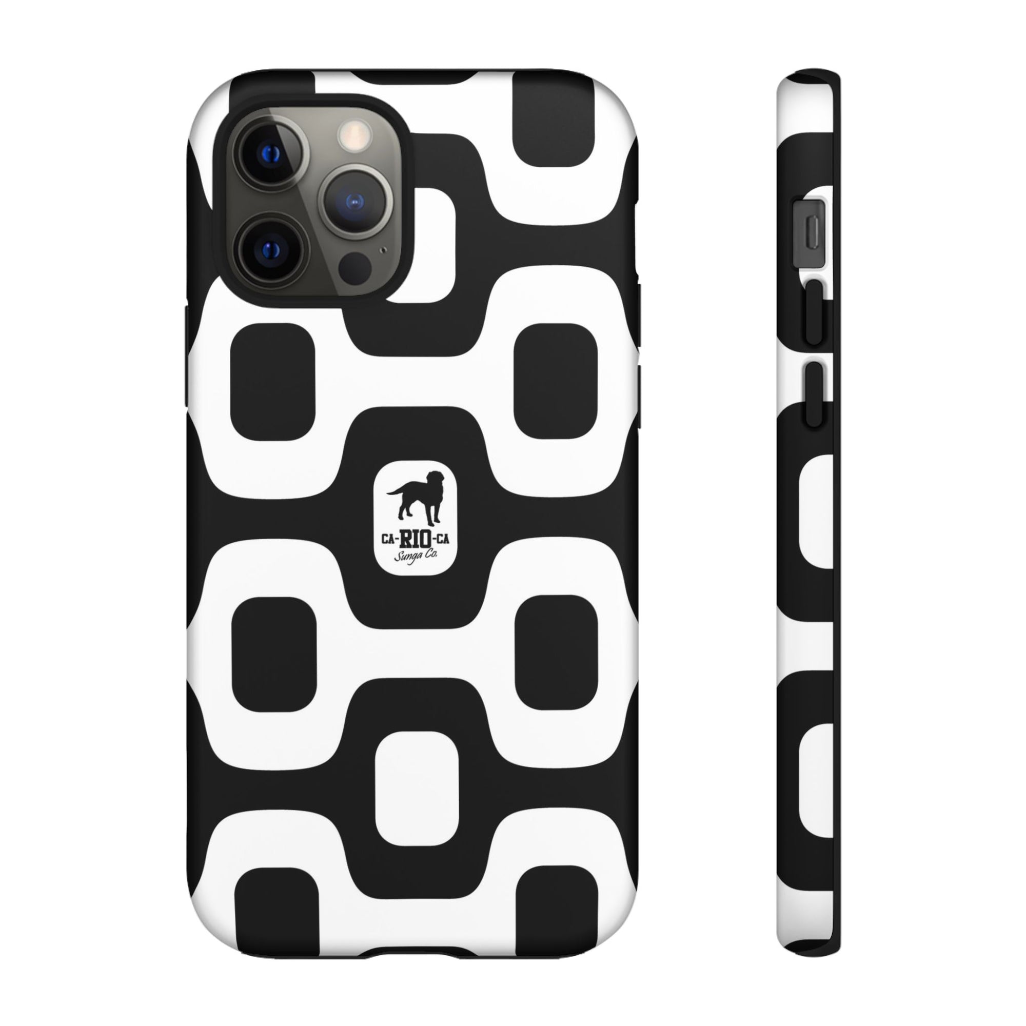 CA-RIO-CA Sunga Co. Black Ipanema Pavement & Logotipo Iphone Cases