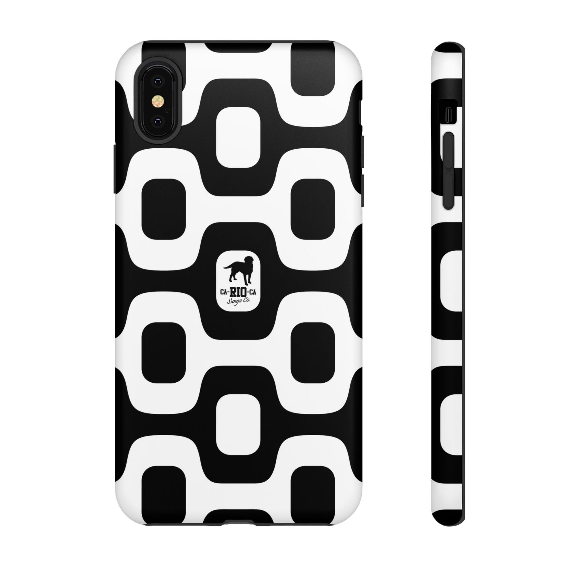 CA-RIO-CA Sunga Co. Black Ipanema Pavement & Logotipo Iphone Cases