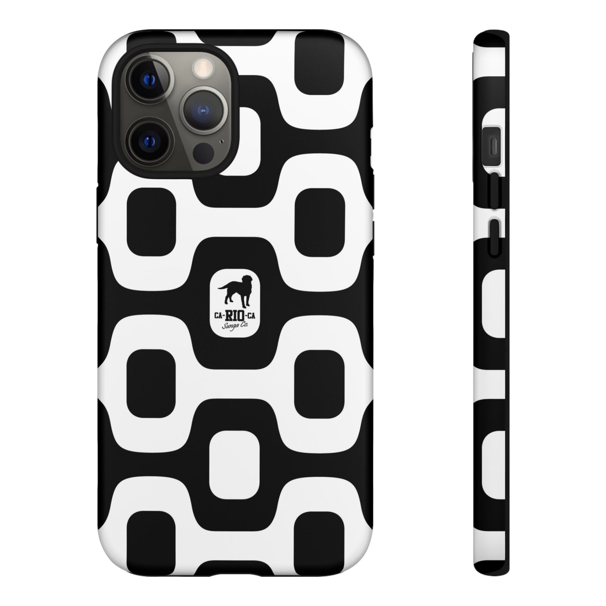 CA-RIO-CA Sunga Co. Black Ipanema Pavement & Logotipo Iphone Cases