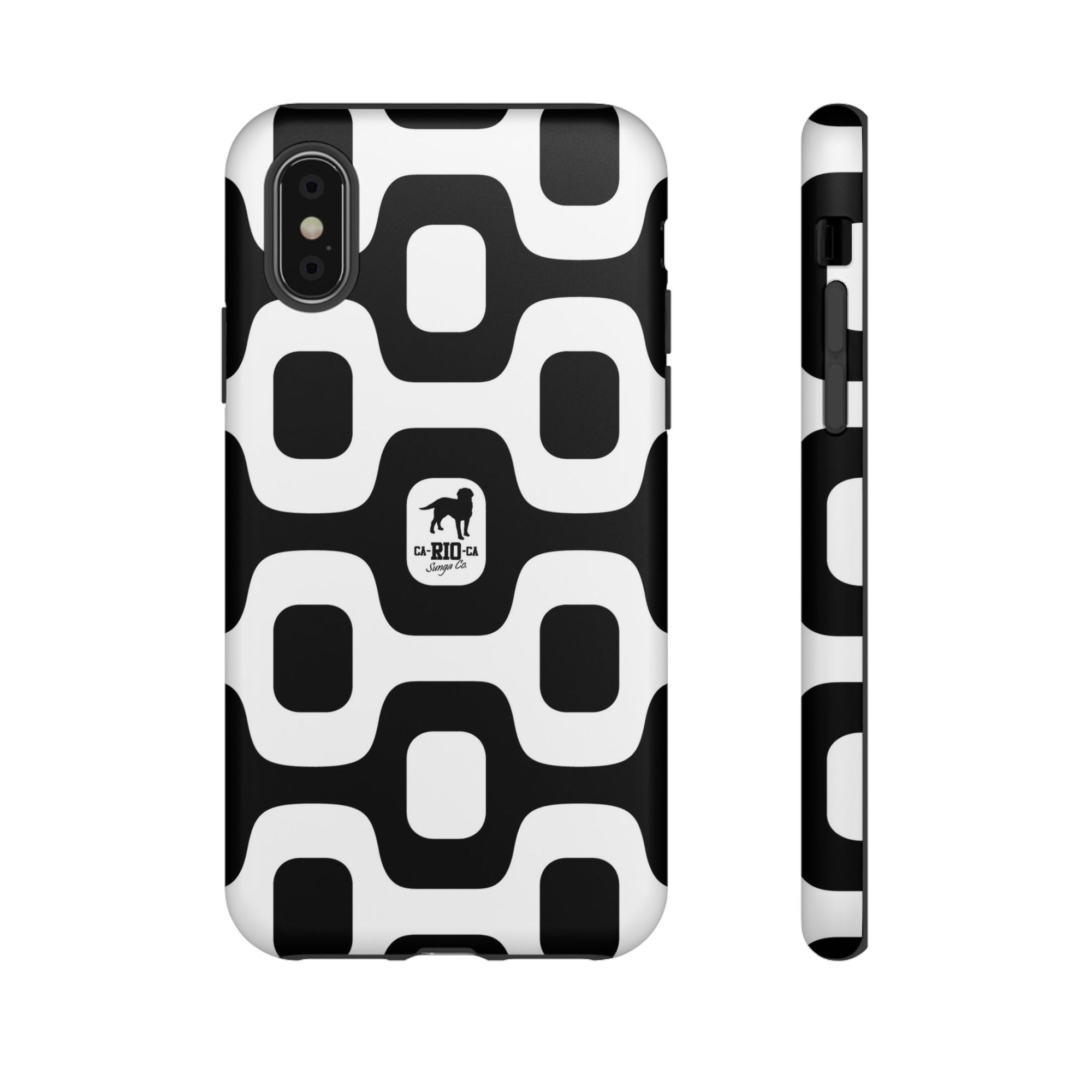 CA-RIO-CA Sunga Co. Black Ipanema Pavement & Logotipo Iphone Cases