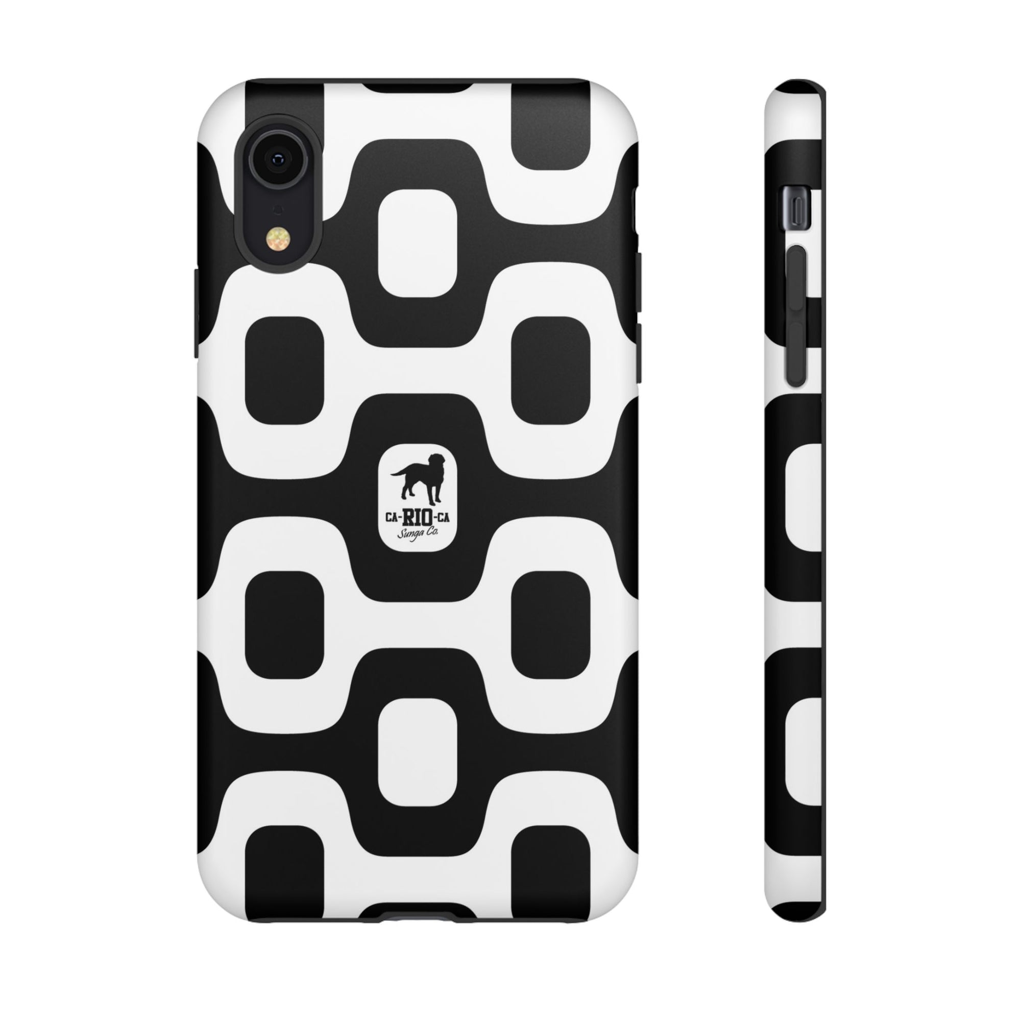 CA-RIO-CA Sunga Co. Black Ipanema Pavement & Logotipo Iphone Cases