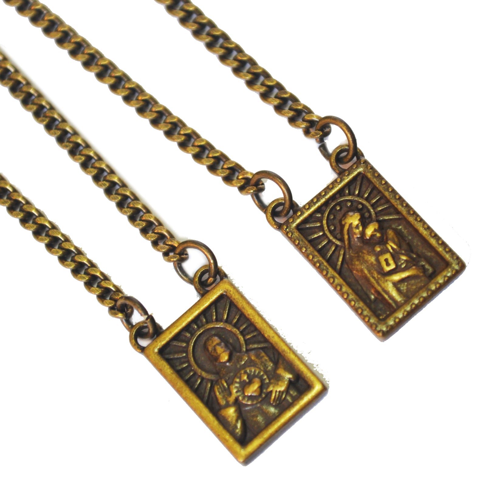 Men's Stainless Steel Scapular in Black or Silver, - Men's Necklace - Male Jewelry