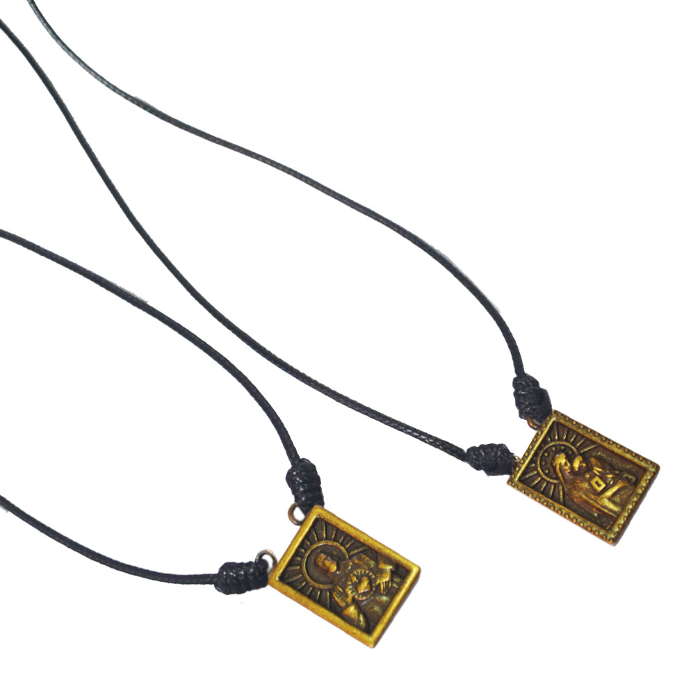Male Scapular with Cord in 5 colors of Pendant Black, Silver, Vintage Gold, Gold, Graphite Scapular  - Men's Necklace - Male Jewelry