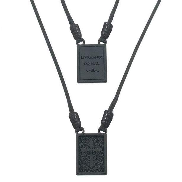 Scapular Deliver Us From Evil Amen Cord Men&#39;s Necklace  - Male Jewelry