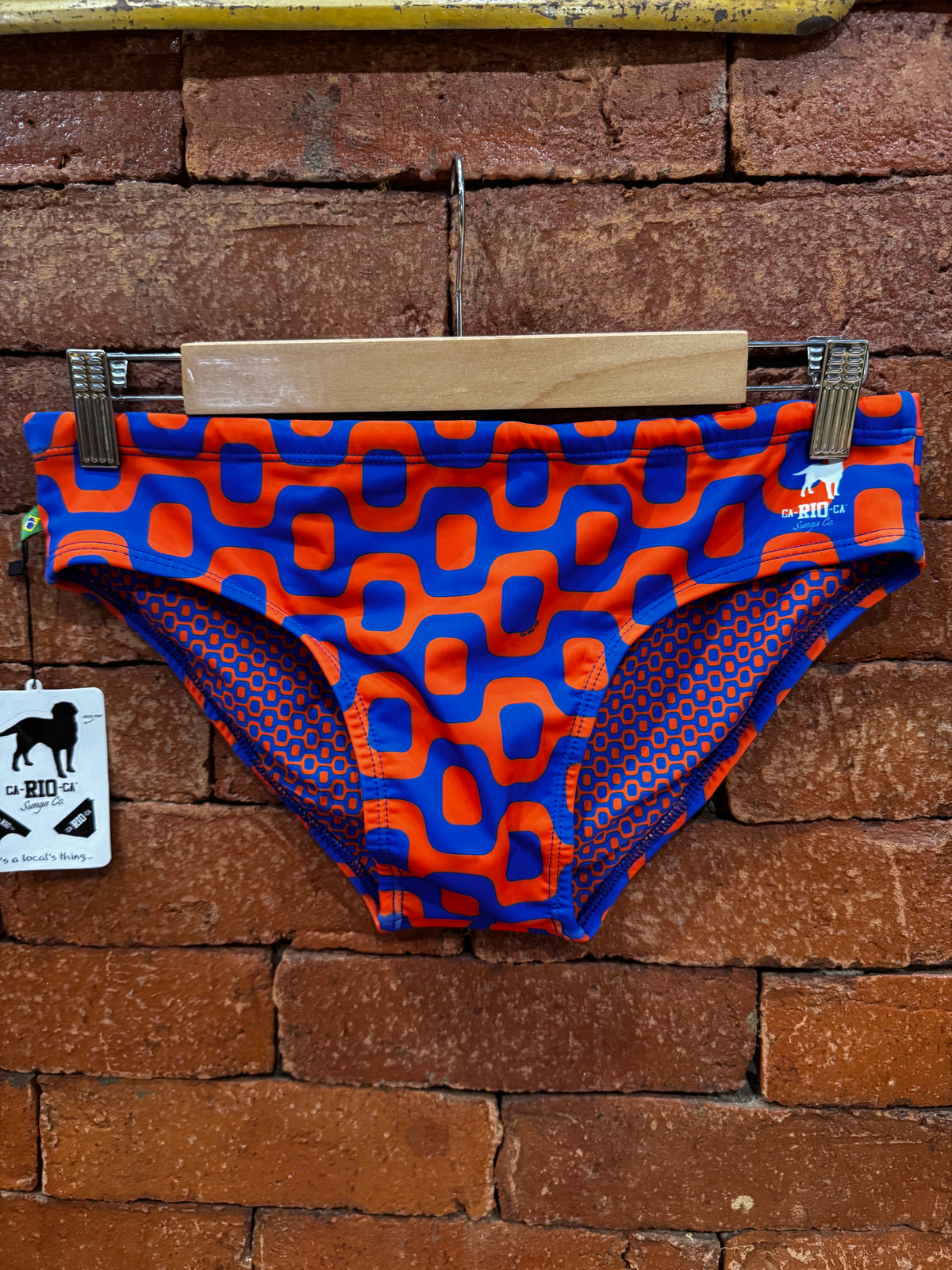 ORANGE &amp; BLUE PAVEMENT SUNGA in Brief &amp; Classic cut - Men's Designer Swimwear