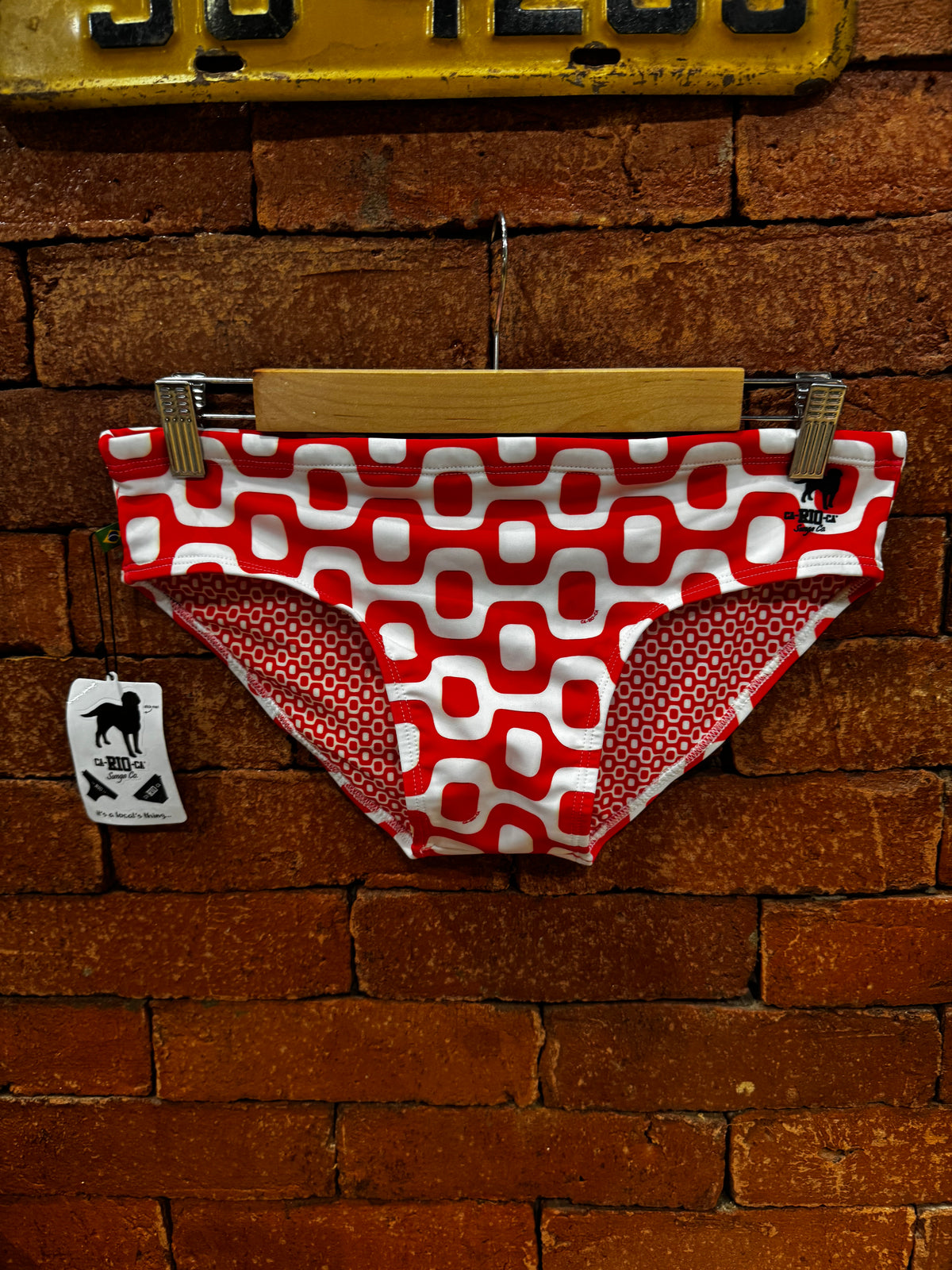 RED &amp; WHITE  PAVEMENT SUNGA in Brief &amp; Classic cut - Men's Designer Swimwear