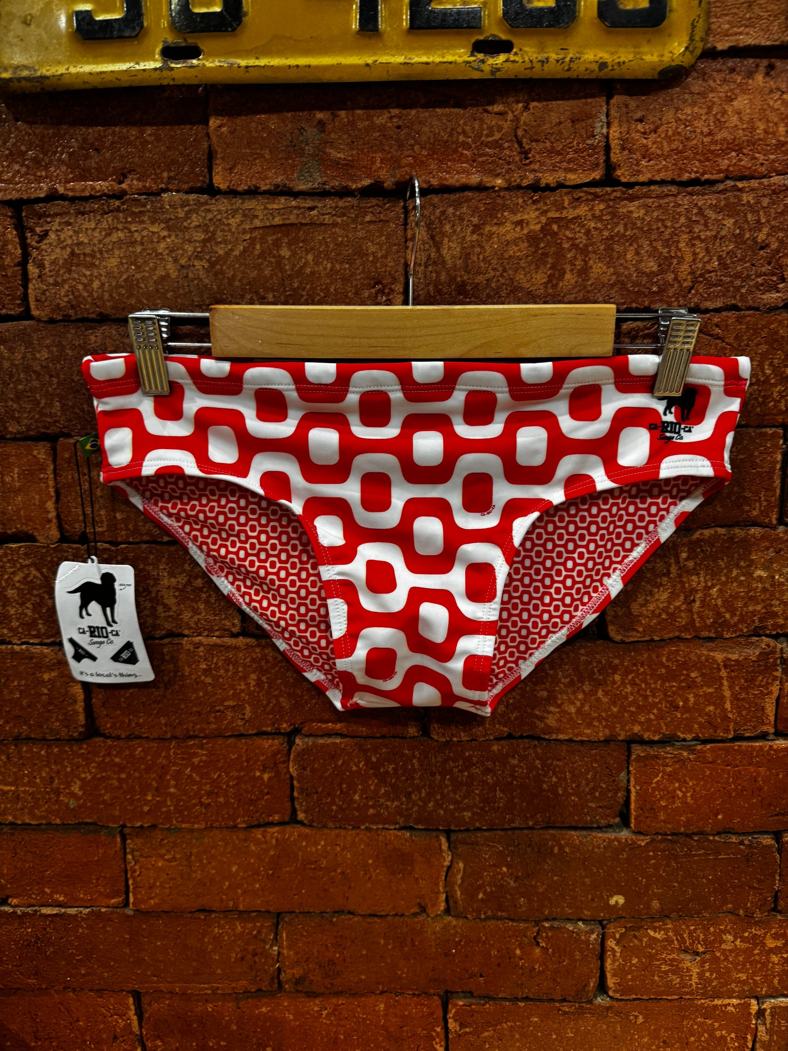 RED & WHITE  PAVEMENT SUNGA in Brief & Classic cut - Men's Designer Swimwear
