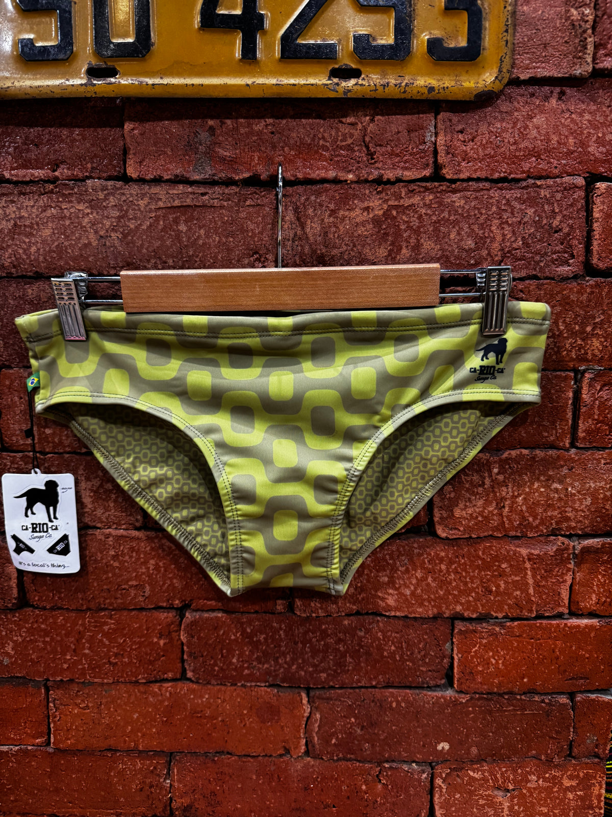 OLIVE GREEN PAVEMENT SUNGA in Brief &amp; Classic cut - Men's Designer Swimwear