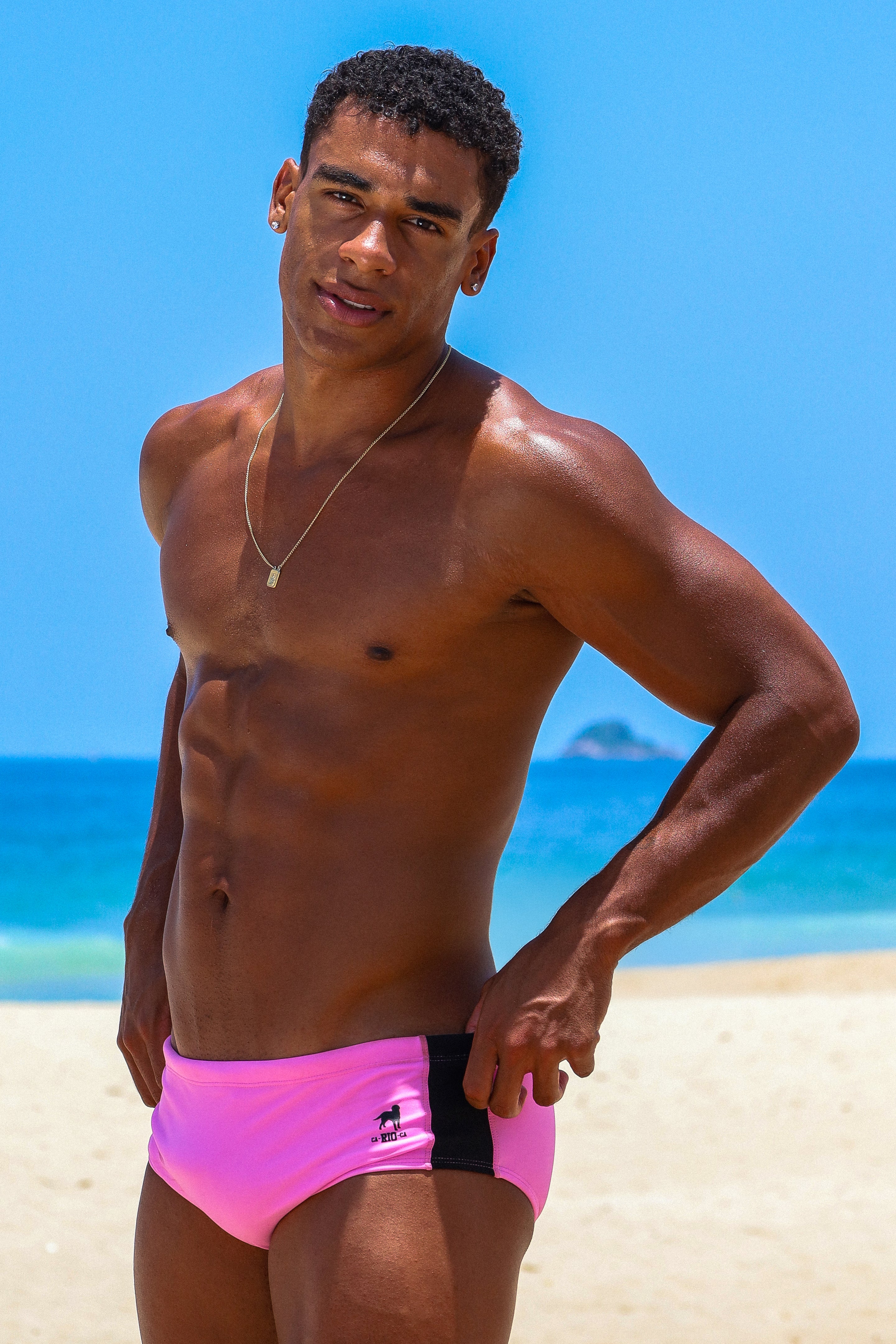 Recorte Rosa - solid Men's Swimming Sunga - Beachwear for Men