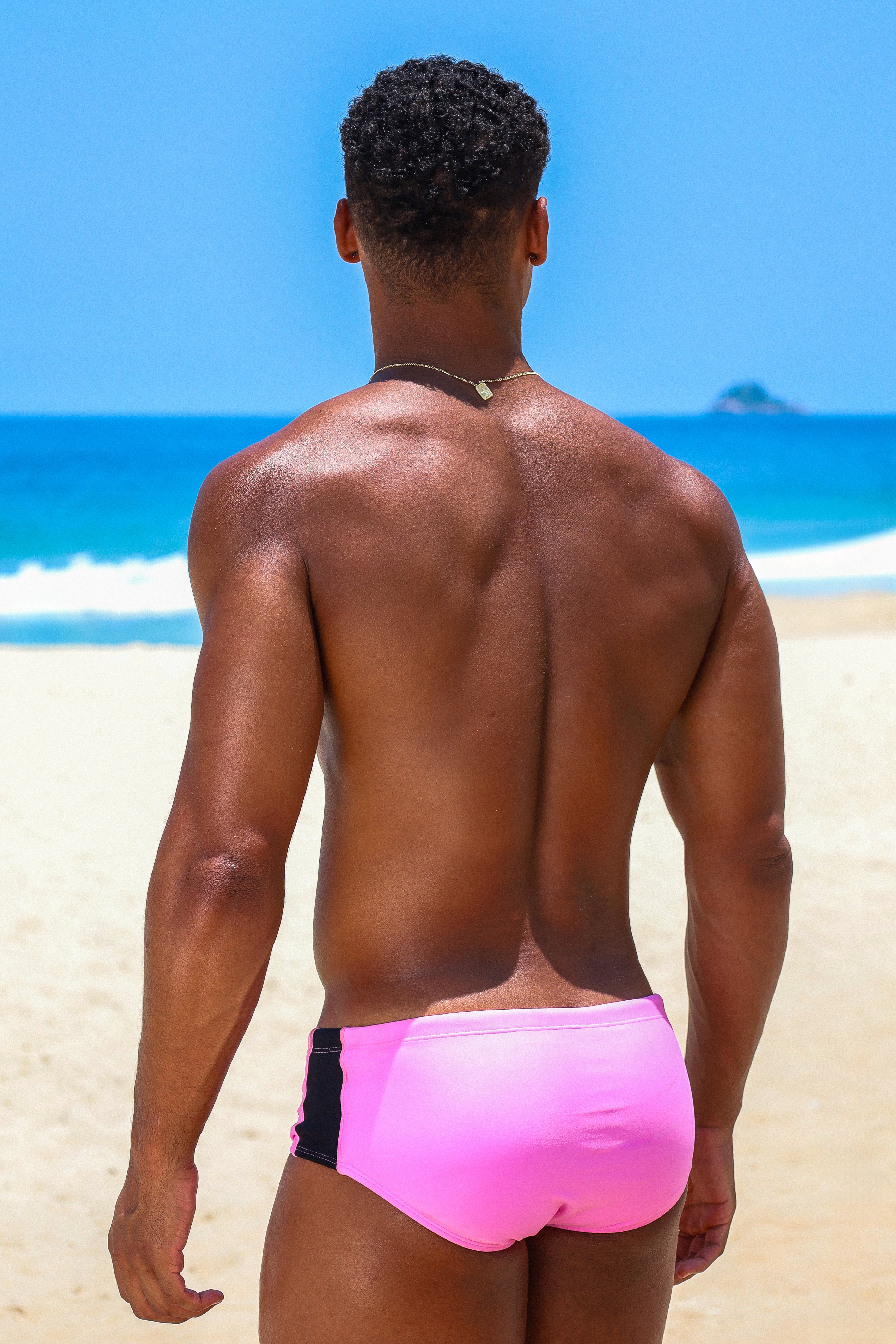 Recorte Rosa - solid Men's Swimming Sunga - Beachwear for Men