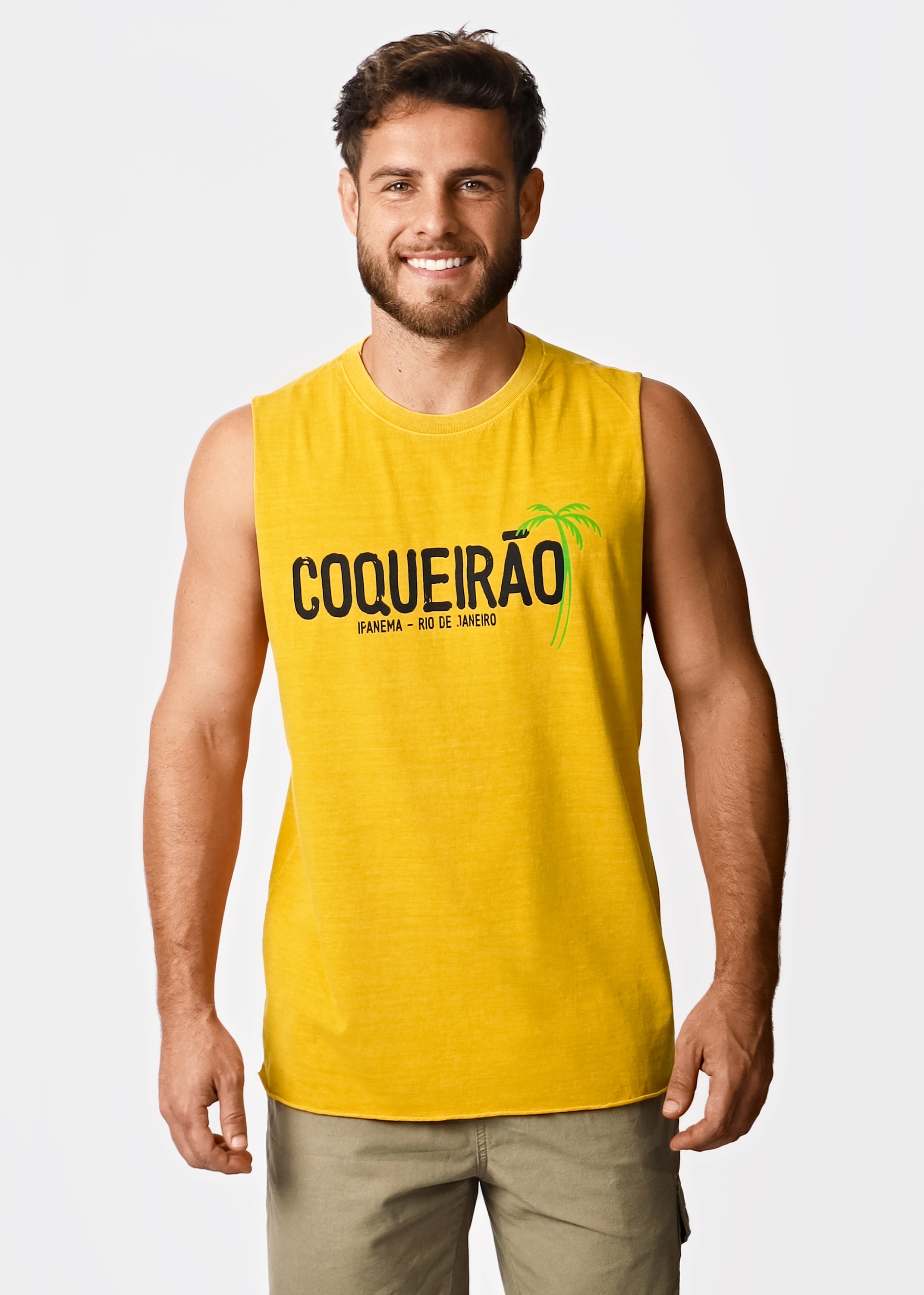 Gostoso Logotipo Regata Ribada com Estampa de Listras em Branco e Preto - Regatas Masculinas