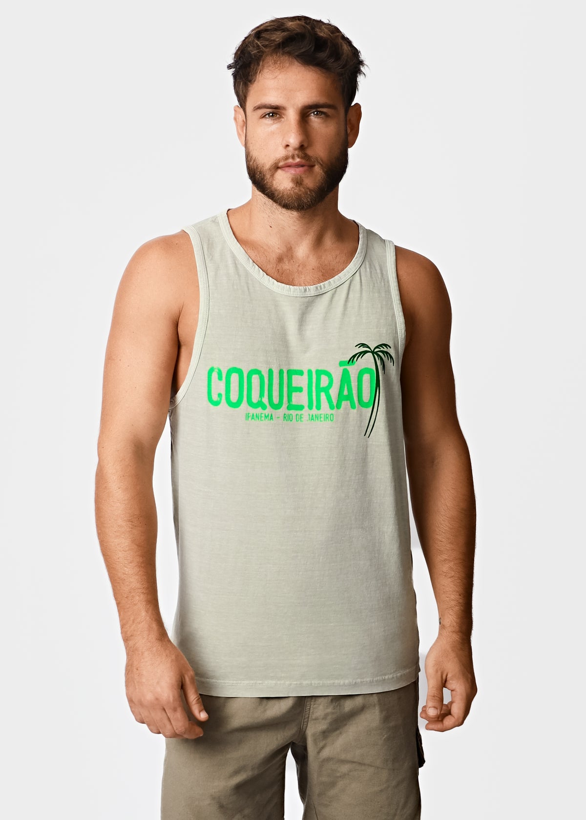 Gostoso Logotipo Regata Ribada com Estampa de Listras em Branco e Preto - Regatas Masculinas