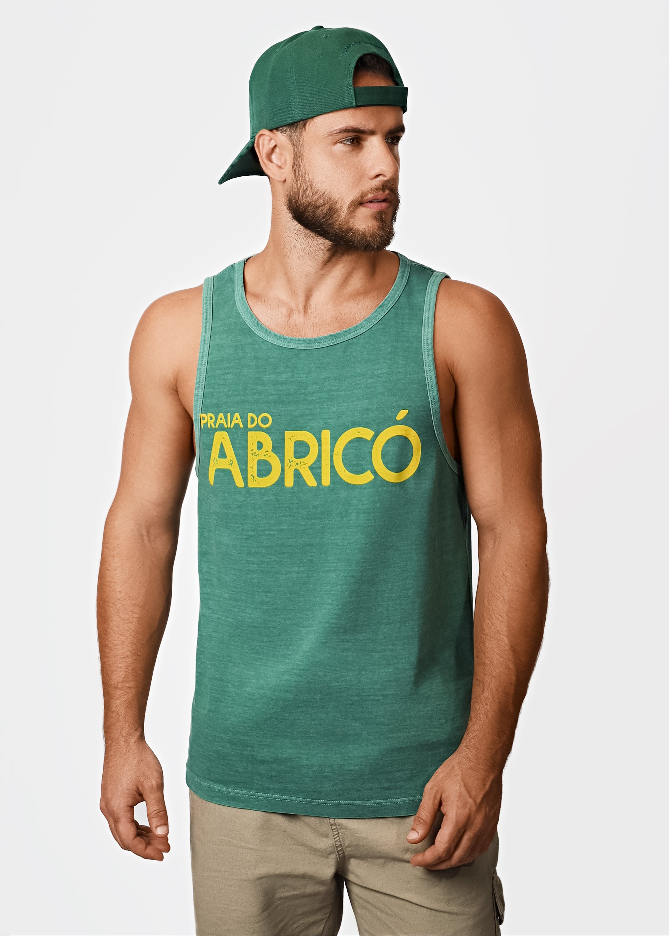 Gostoso Logotipo Regata Ribada com Estampa de Listras em Branco e Preto - Regatas Masculinas