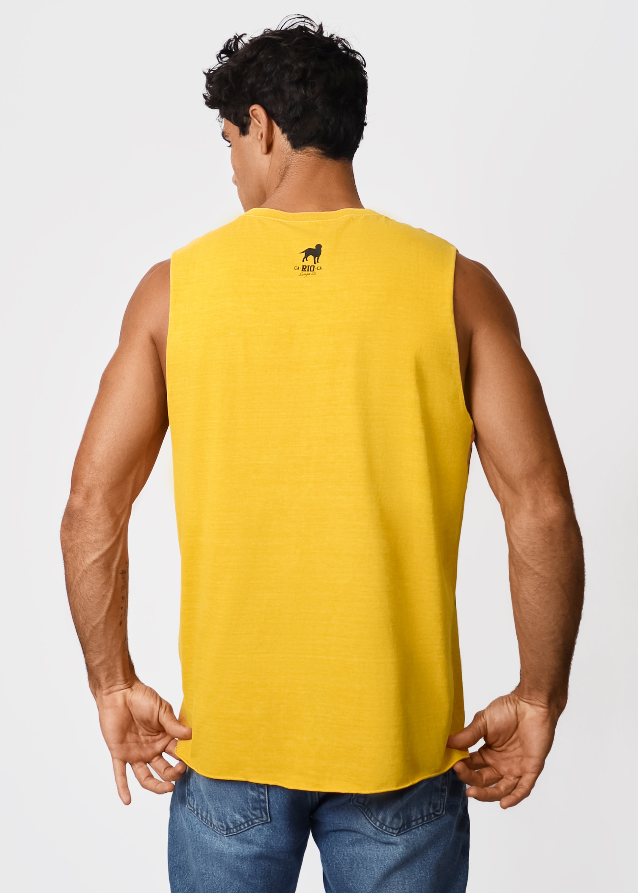 Gostoso Logotipo Regata Ribada com Estampa de Listras em Branco e Preto - Regatas Masculinas