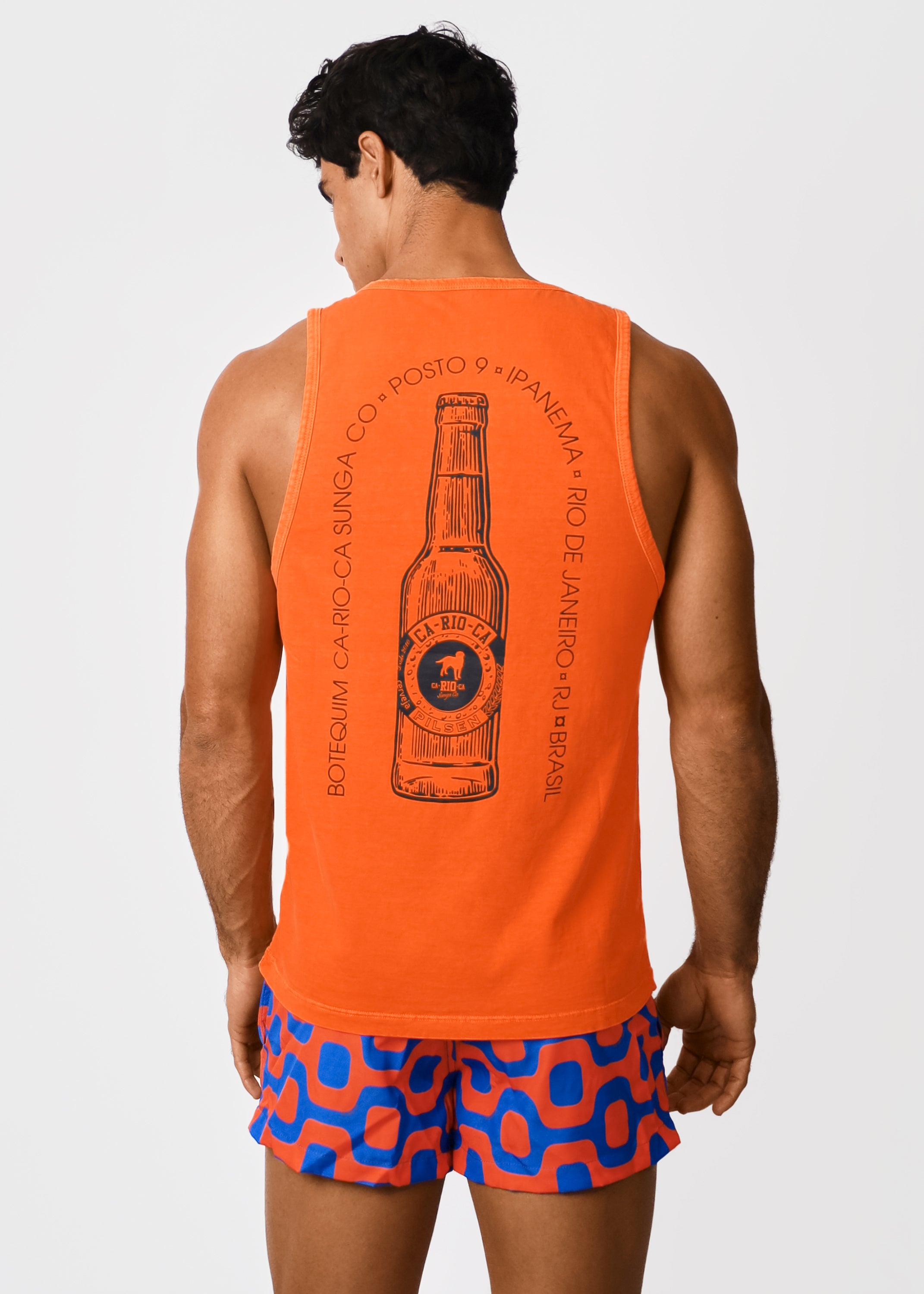 Gostoso Logotipo Regata Ribada com Estampa de Listras em Branco e Preto - Regatas Masculinas