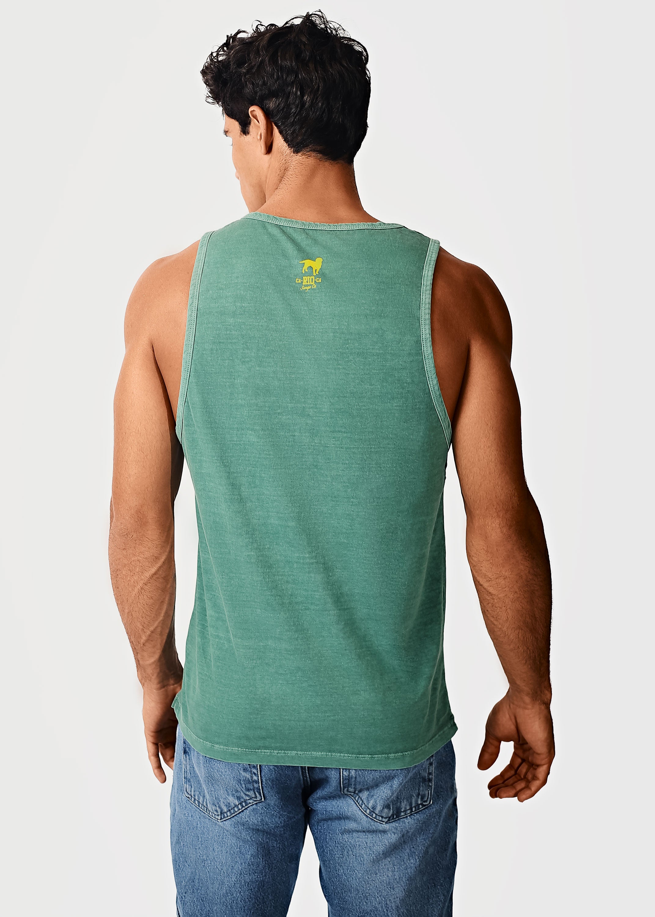 Gostoso Logotipo Regata Ribada com Estampa de Listras em Branco e Preto - Regatas Masculinas