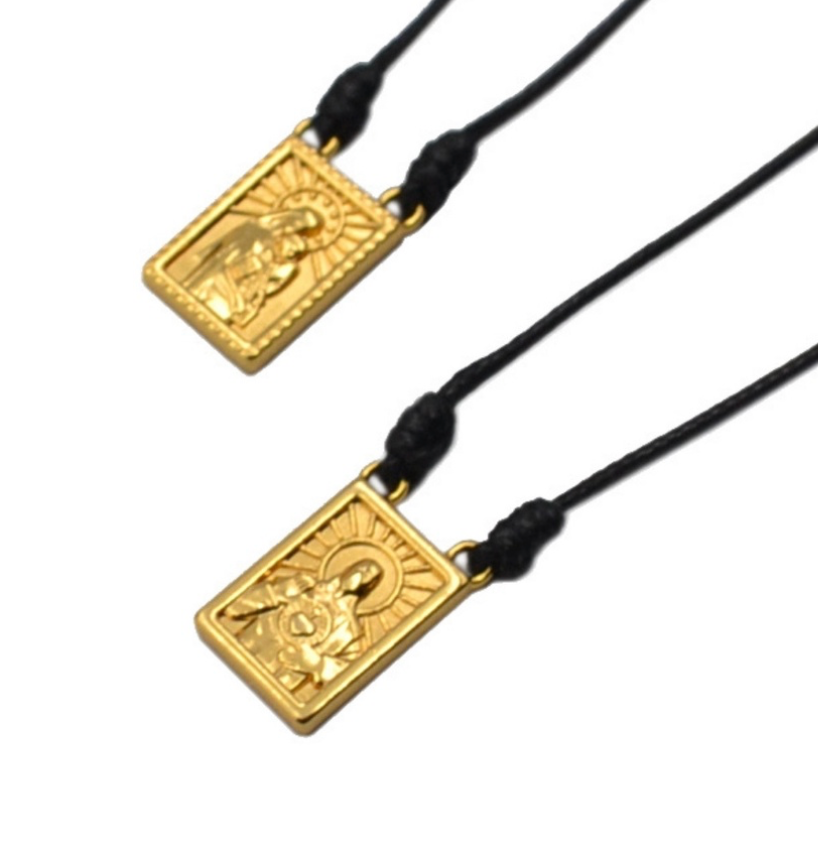 Male Scapular with Cord in 5 colors of Pendant Black, Silver, Vintage Gold, Gold, Graphite Scapular  - Men&#39;s Necklace - Male Jewelry