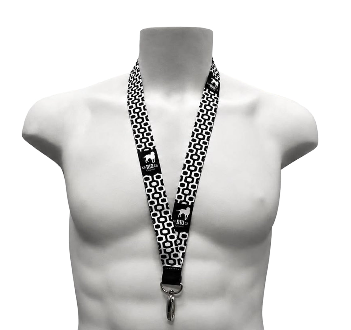 LOGOTIPO LANYARD Negro, Azul, Rojo Y Blanco - Porta Llavero