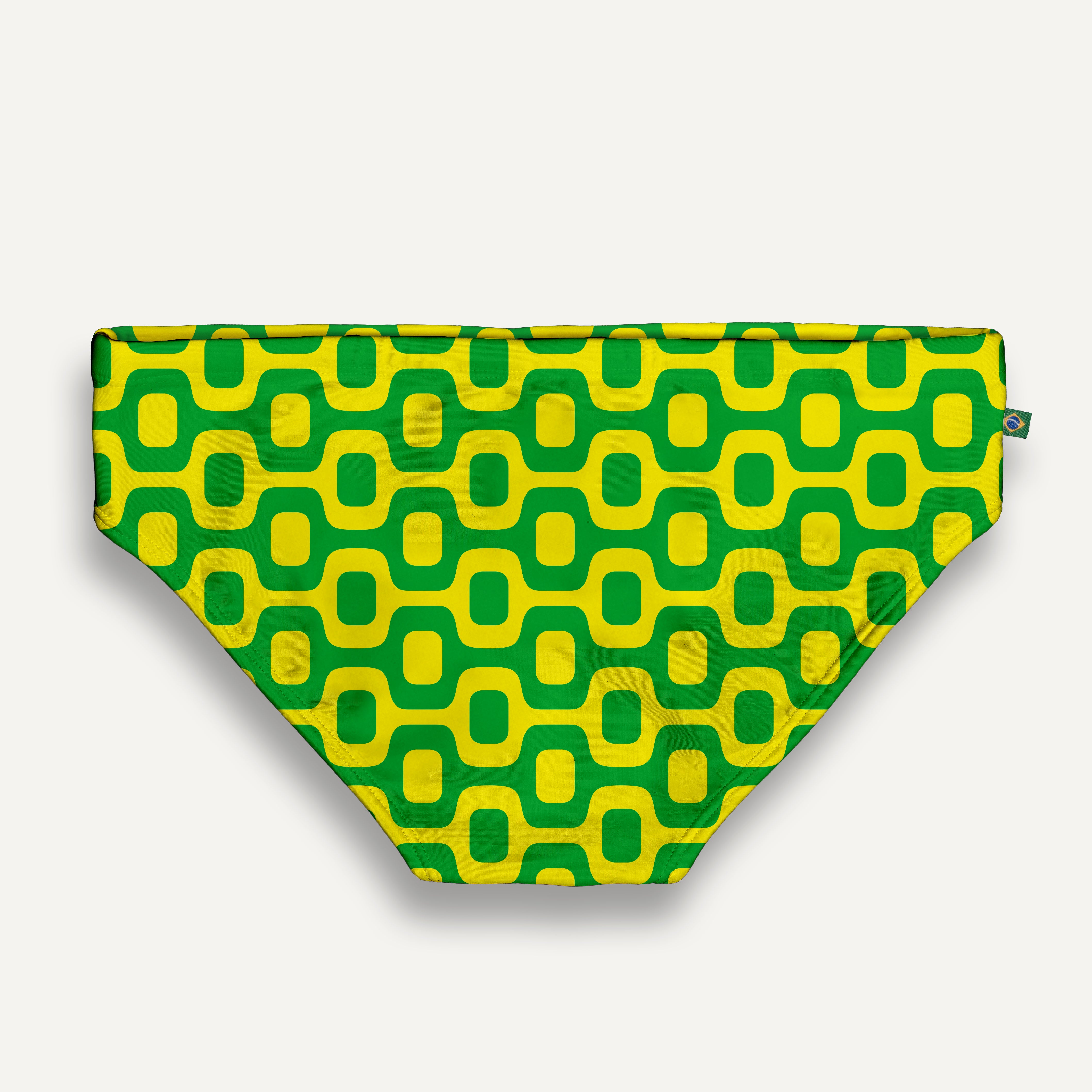 GREEN & YELLOW PAVEMENT SUNGA in Brief & Classic cut - Men's Designer Swimwear