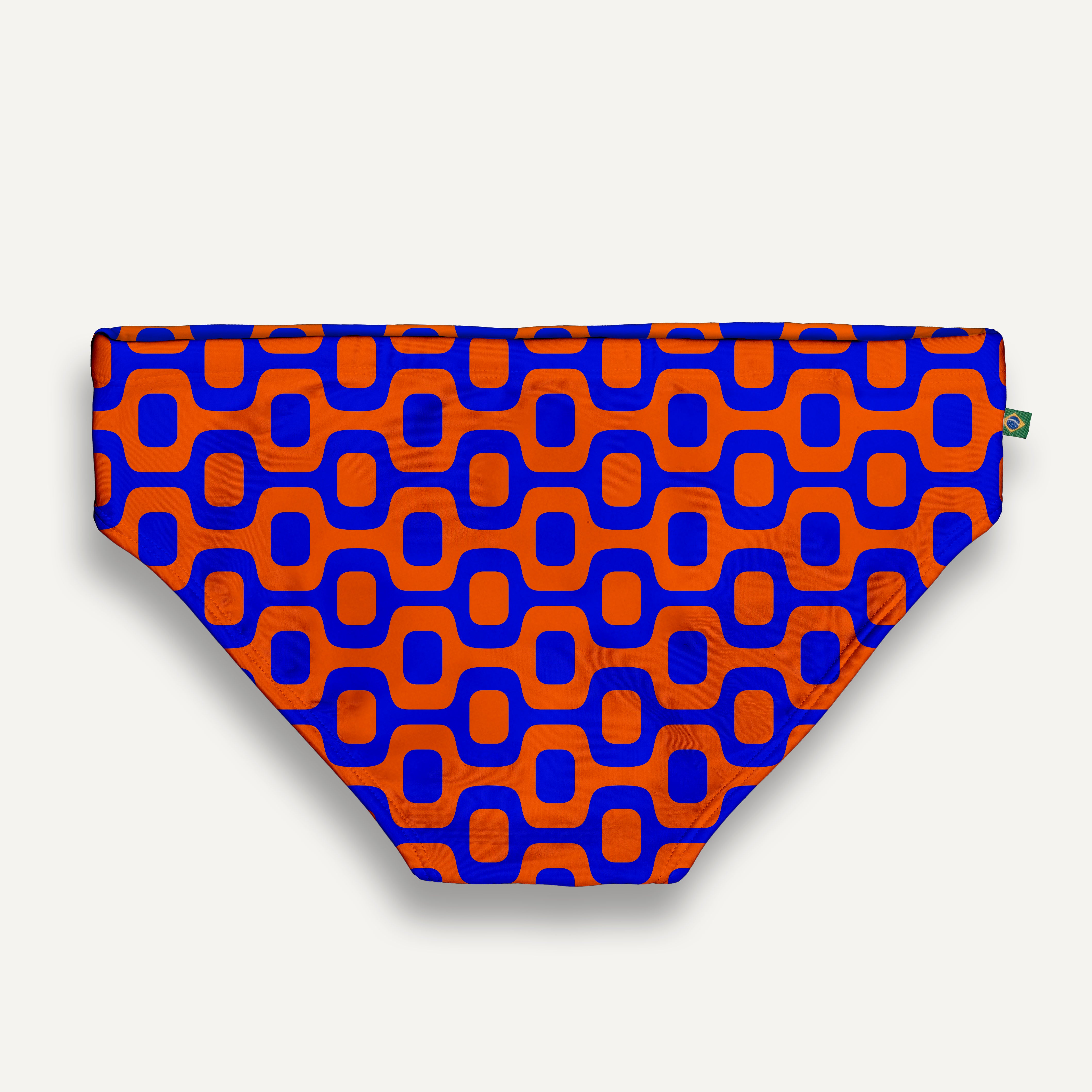 SUNGA LARANJA E AZUL PAVEMENT nos modelos Brief e Clássico - Moda Praia Masculina Designer