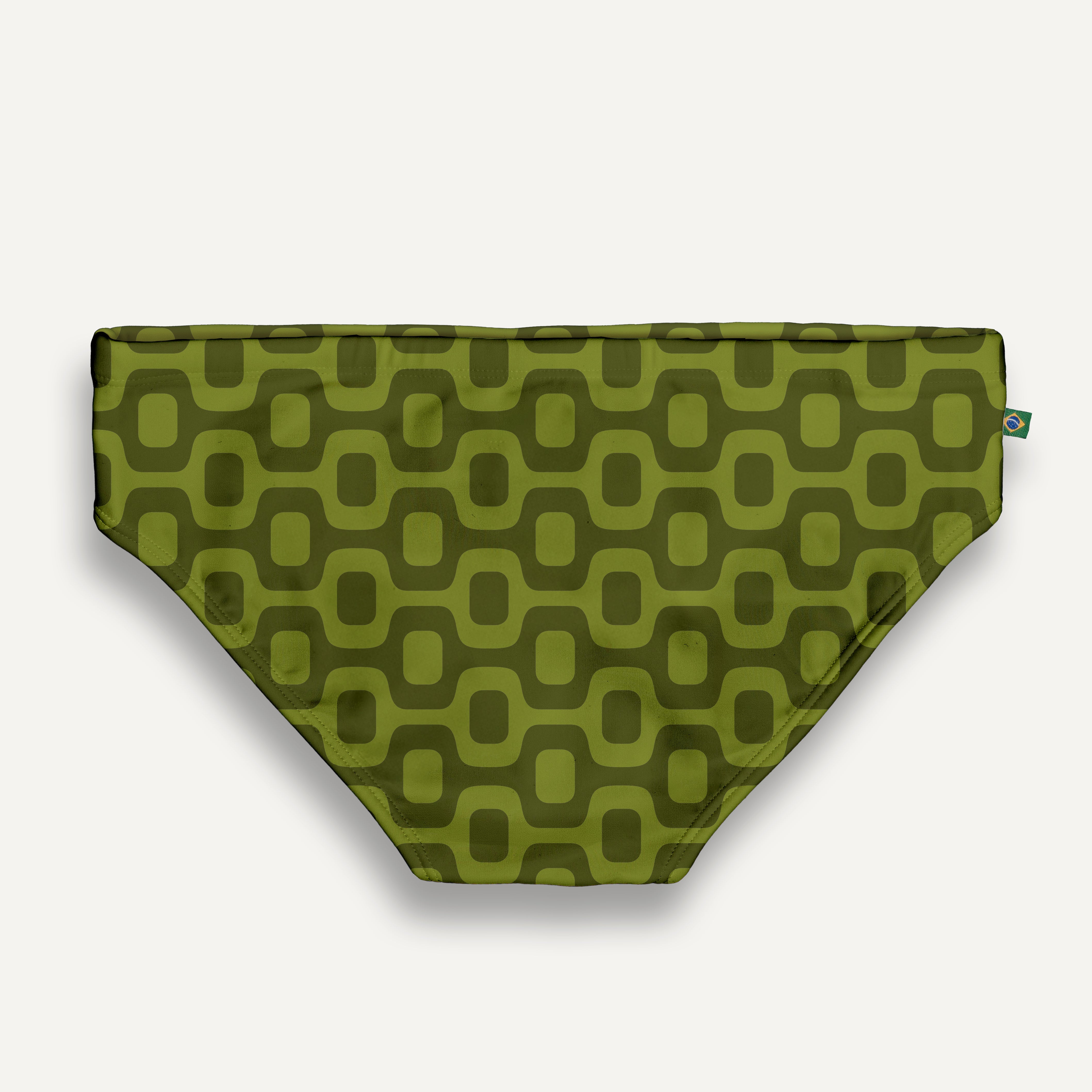 SUNGA VERDE-OLIVA PAVEMENT em corte Brief e Clássico - Moda Praia Masculina Designer
