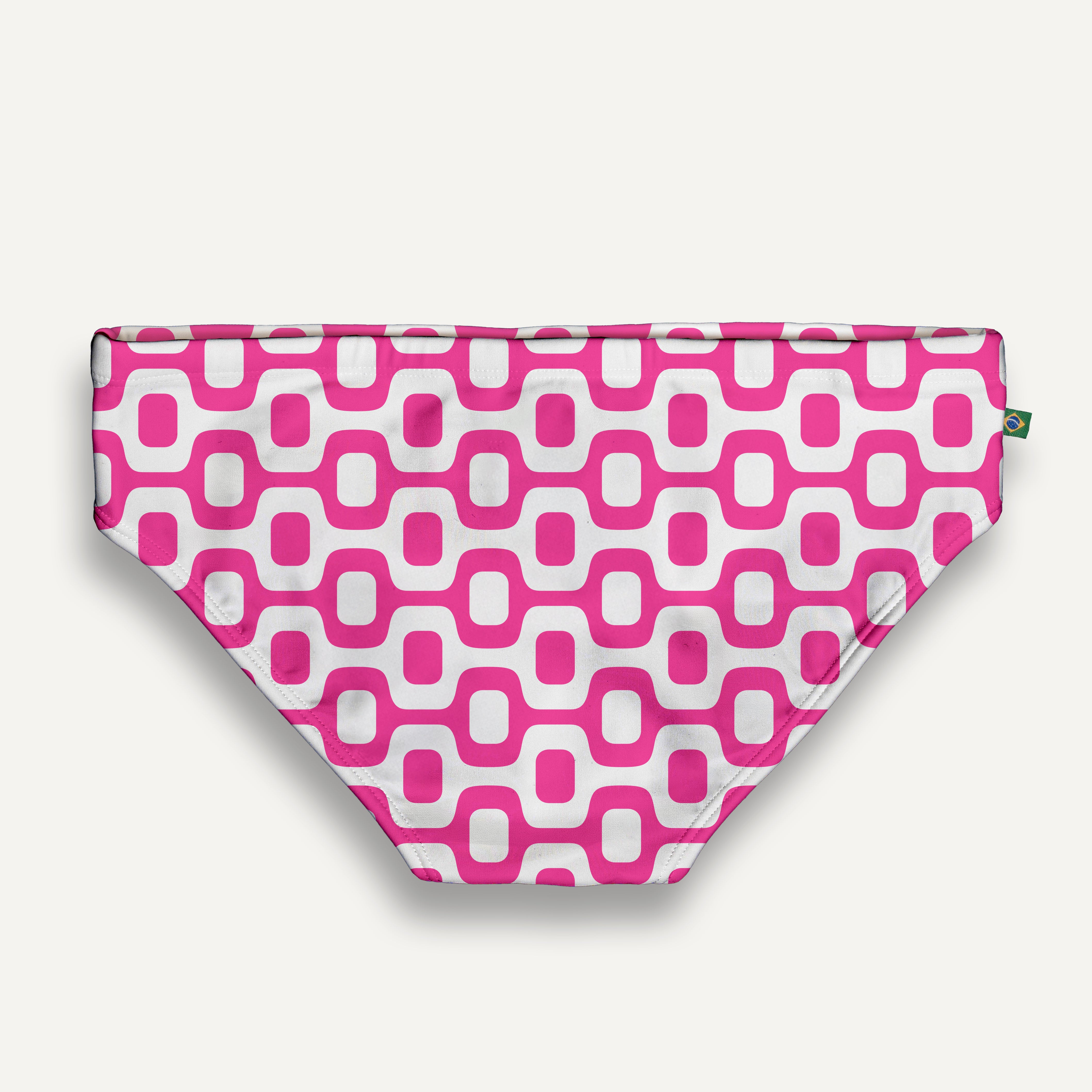 SUNGA PAVEMENT ROSA & BRANCA com corte Clássico e Curto - Moda Praia Masculina Designer