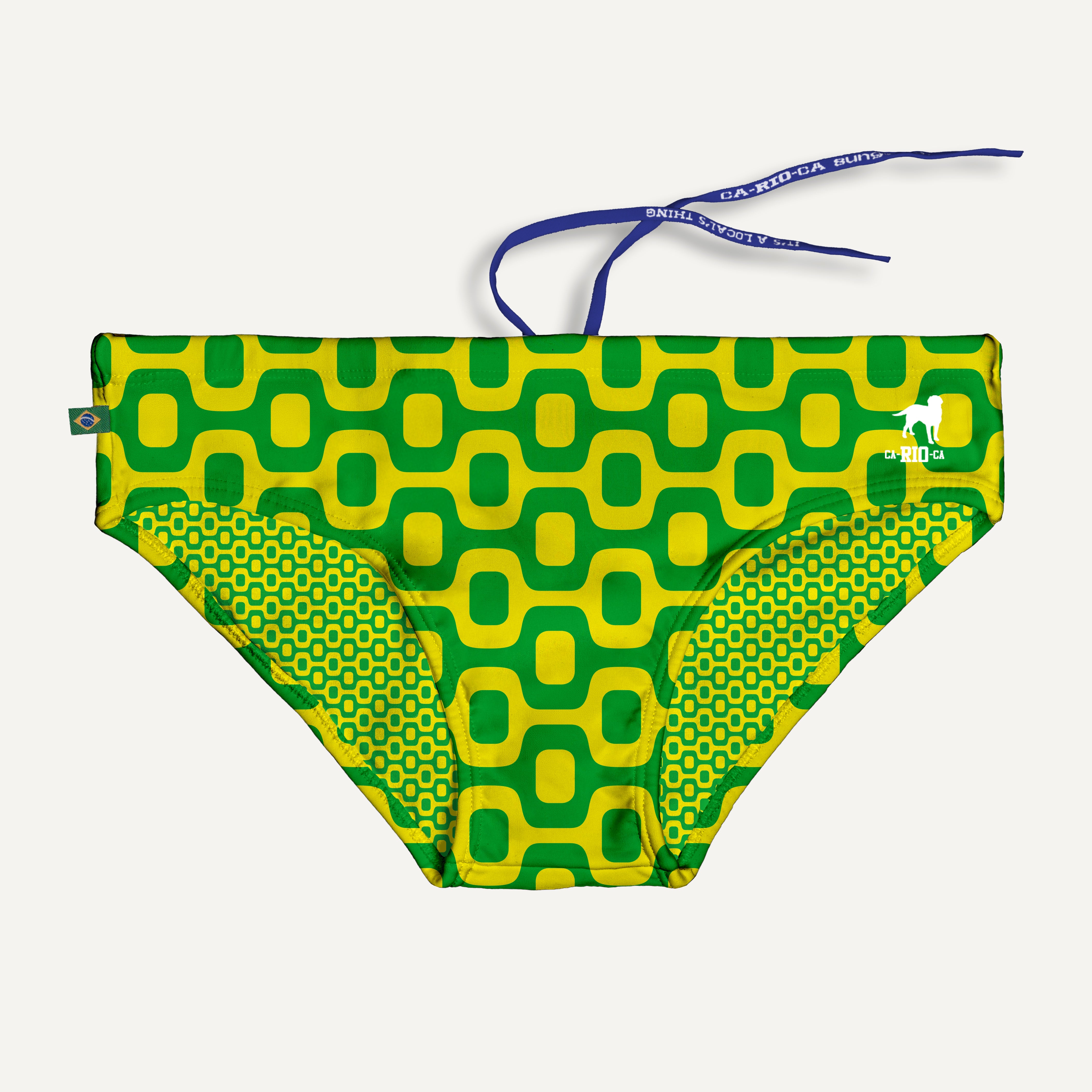 GREEN & YELLOW PAVEMENT SUNGA in Brief & Classic cut - Men's Designer Swimwear