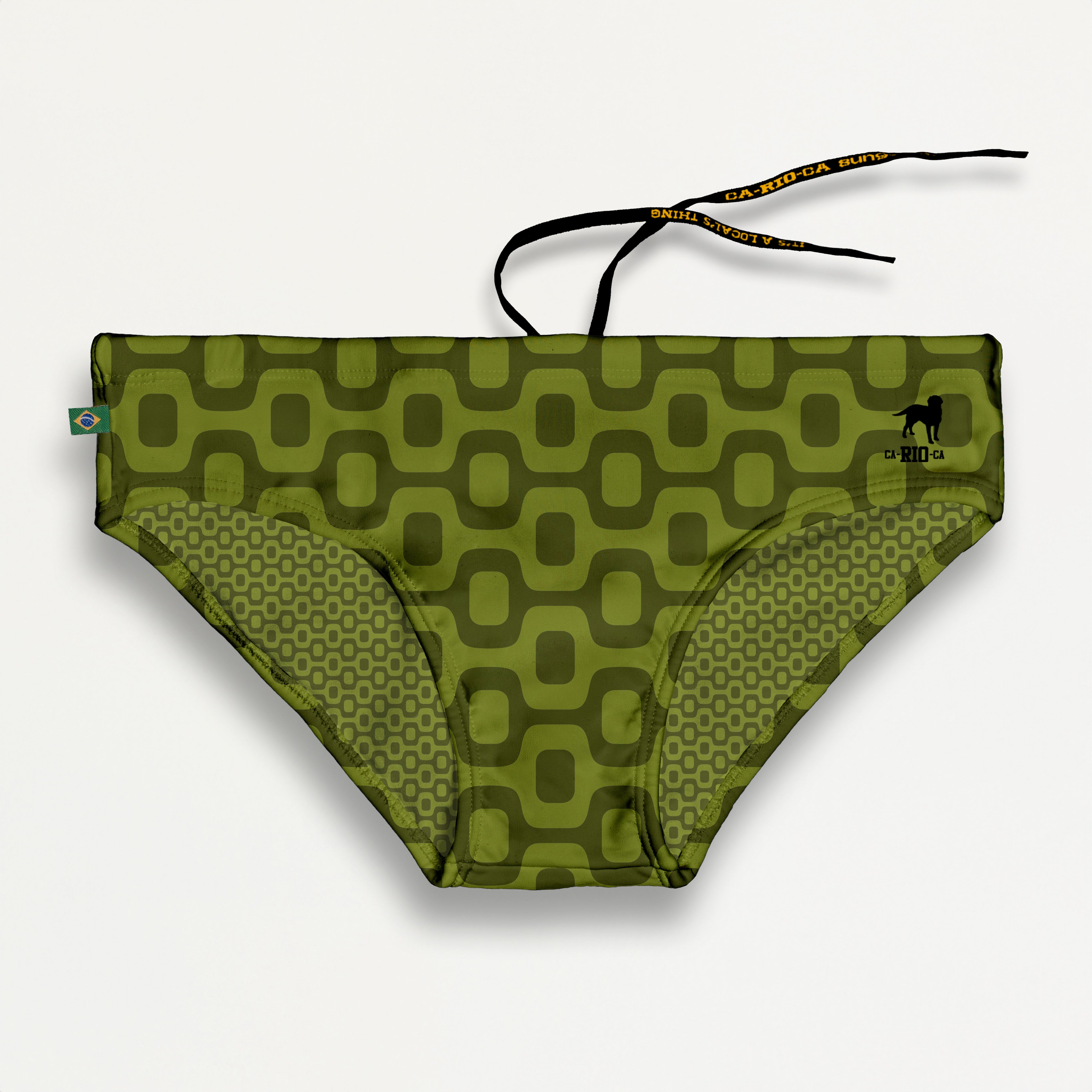 SUNGA VERDE-OLIVA PAVEMENT em corte Brief e Clássico - Moda Praia Masculina Designer