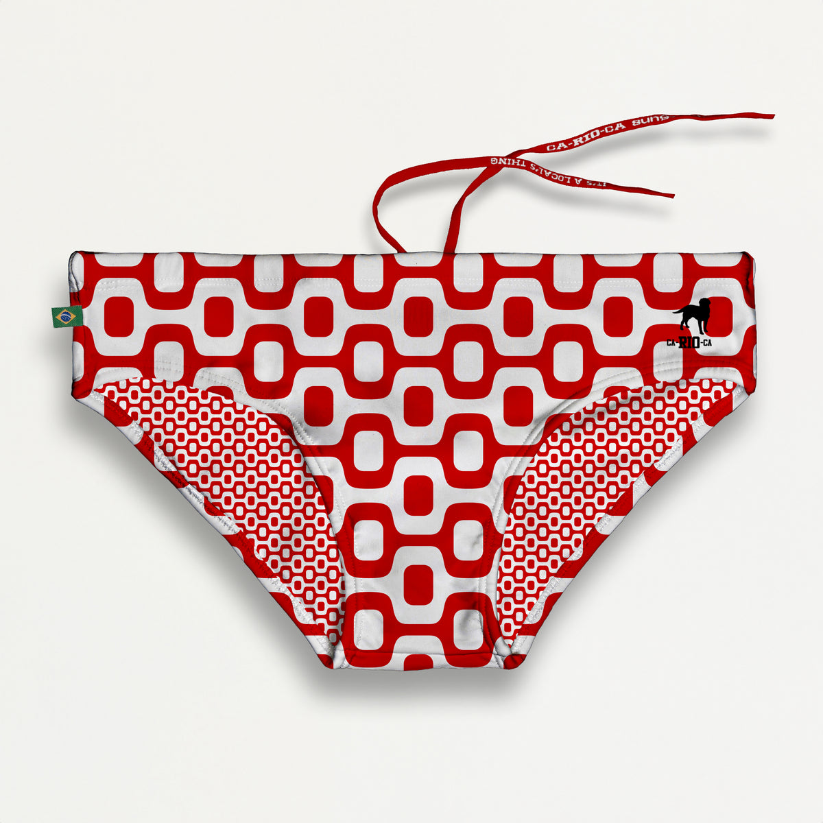 RED & WHITE  PAVEMENT SUNGA in Brief & Classic cut - Men's Designer Swimwear