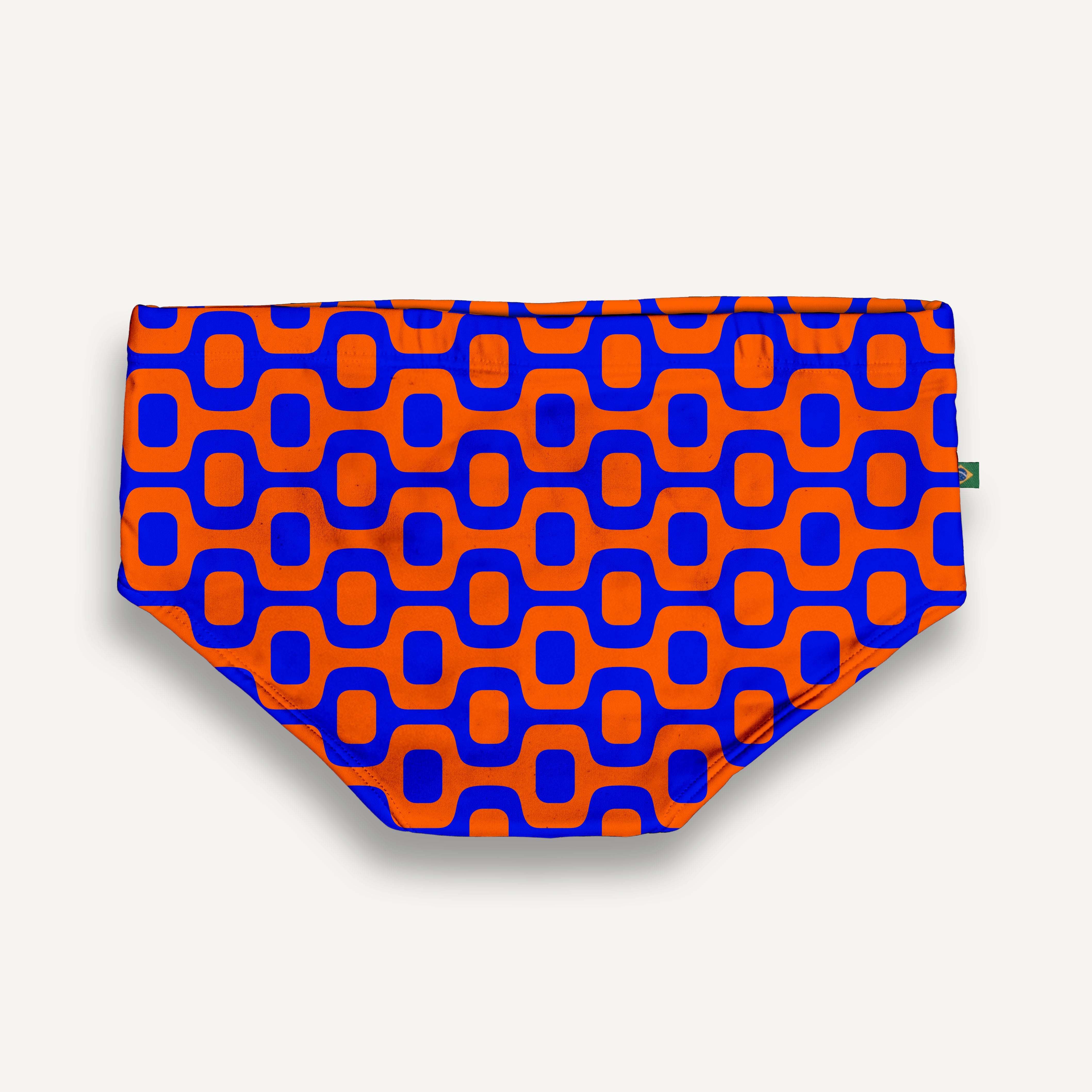 SUNGA LARANJA E AZUL PAVEMENT nos modelos Brief e Clássico - Moda Praia Masculina Designer