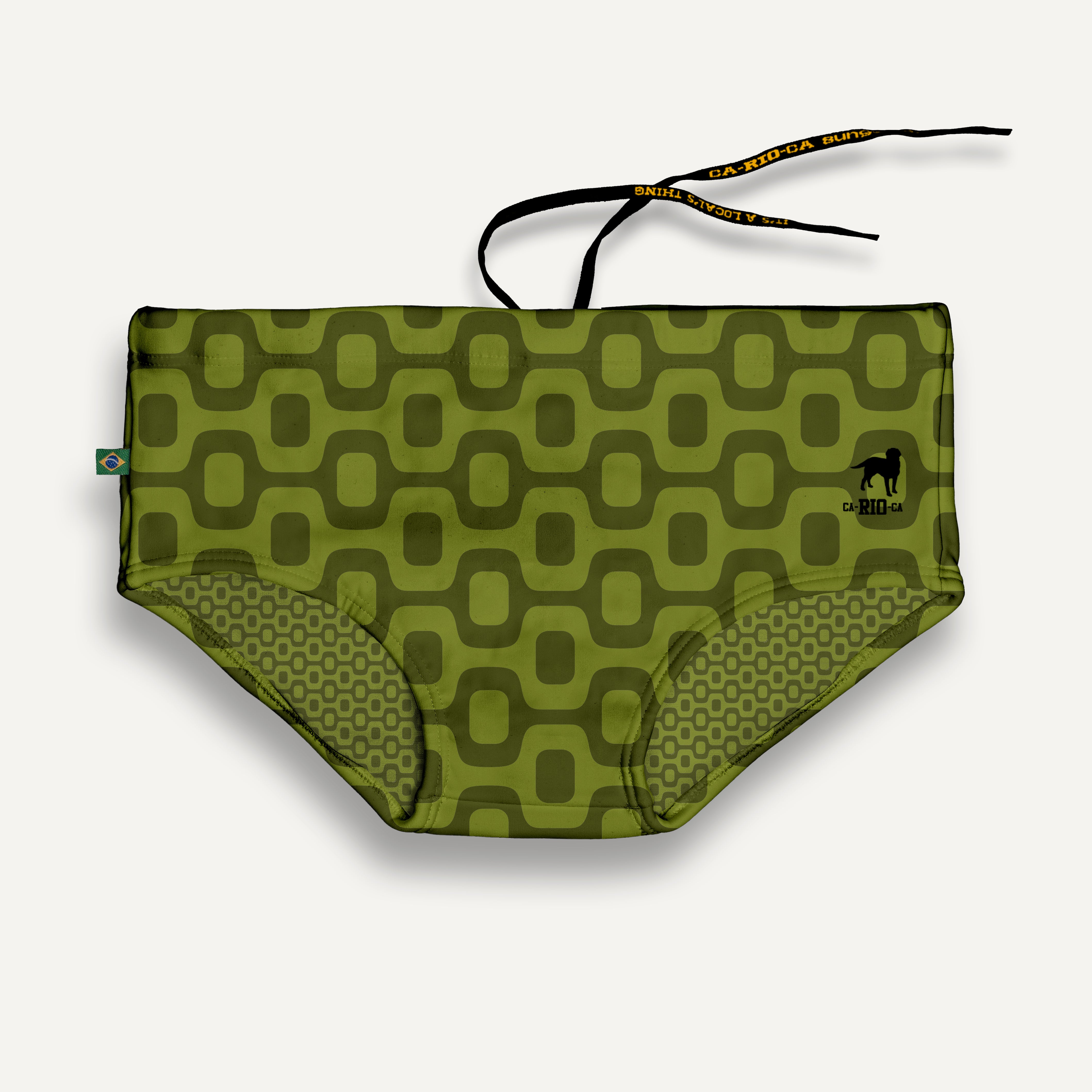 SUNGA VERDE-OLIVA PAVEMENT em corte Brief e Clássico - Moda Praia Masculina Designer