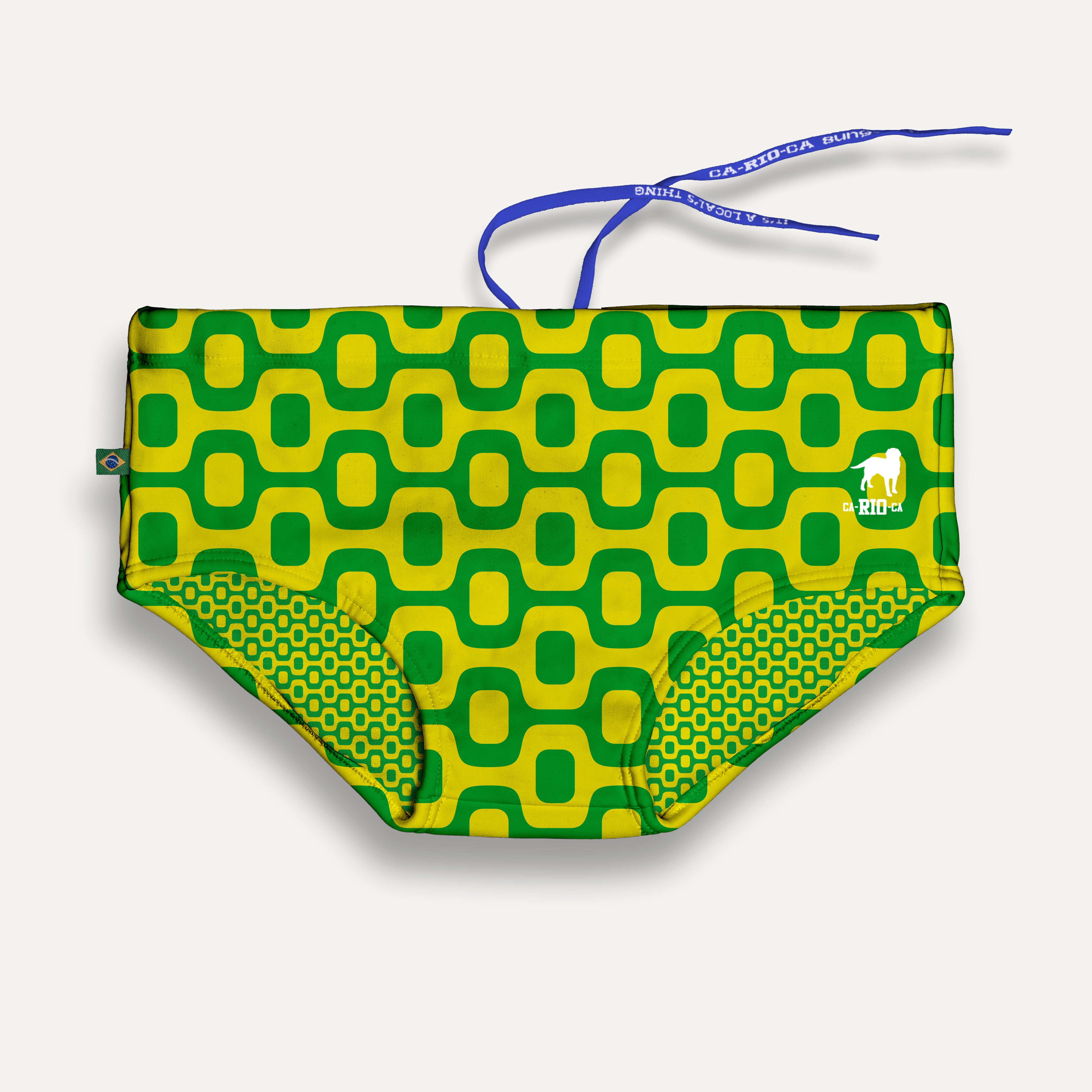 GREEN & YELLOW PAVEMENT SUNGA in Brief & Classic cut - Men's Designer Swimwear