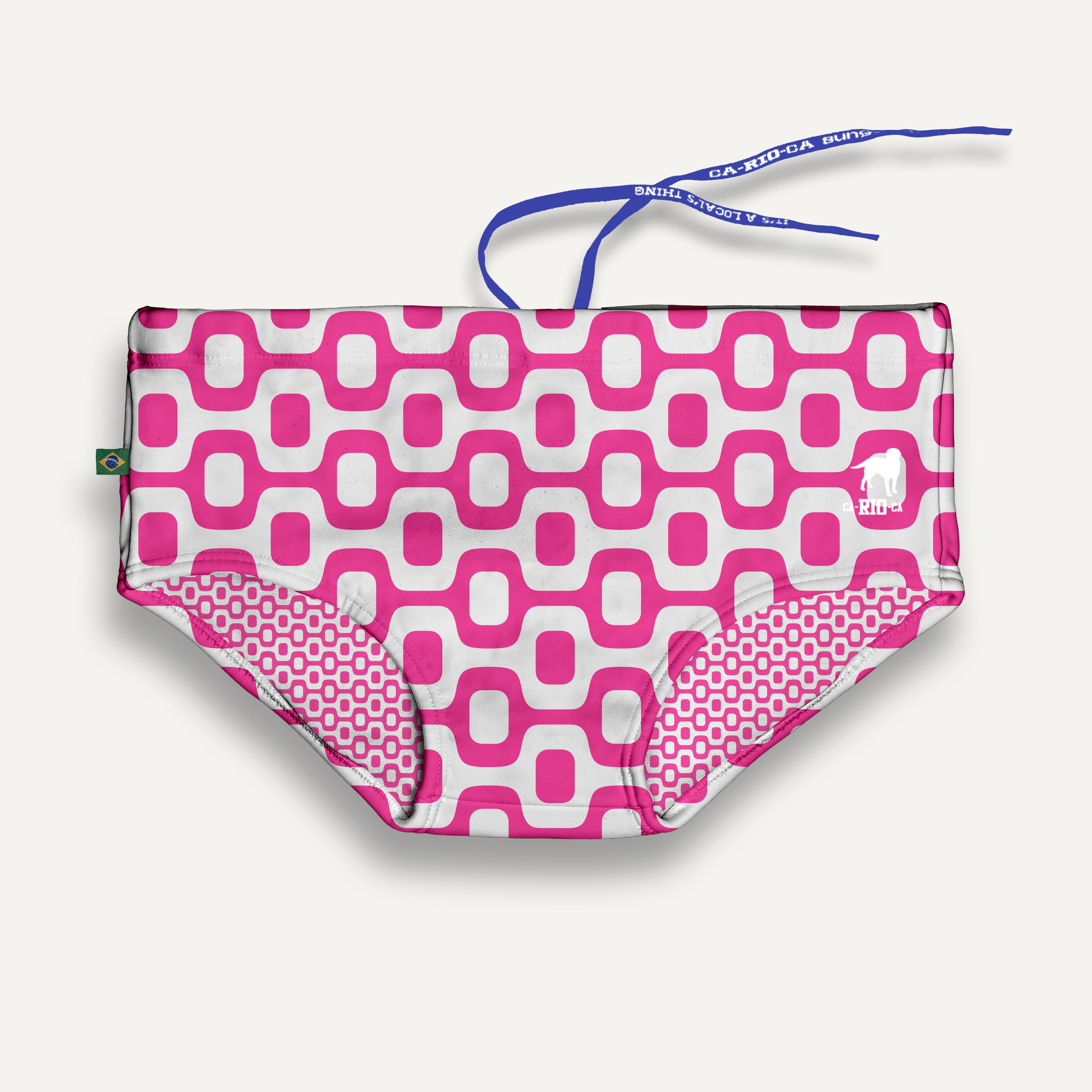 SUNGA PAVEMENT ROSA & BRANCA com corte Clássico e Curto - Moda Praia Masculina Designer