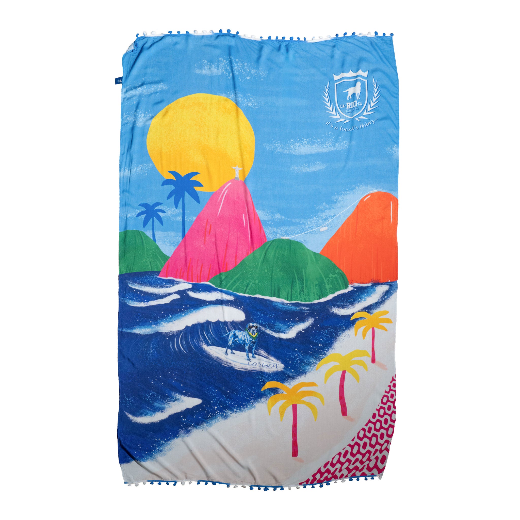 CA-RIO-CA Sunga Co. Black Logotipo, Canga de Praia- Toalha de Praia Brasileira (Sarong / Pareo) - LIQUIDAÇÃO / VENDAS FINAIS