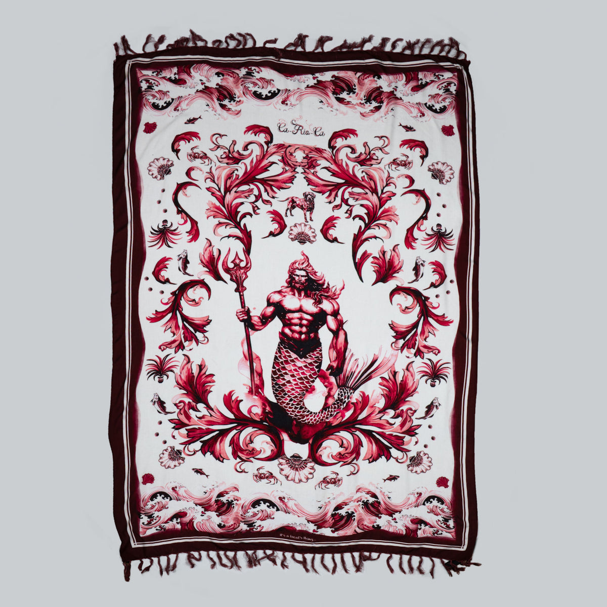 REI NETUNO 🧜🏽‍♀️ Burgundy Canga de Praia- Brazilian Beach Towel (Sarong / Pareo)
