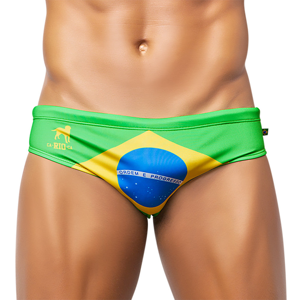 TEAM BRASIL FLAG SUNGA - Men&#39;s Designer Swimwear - Men&#39;s Brazilian Sunga