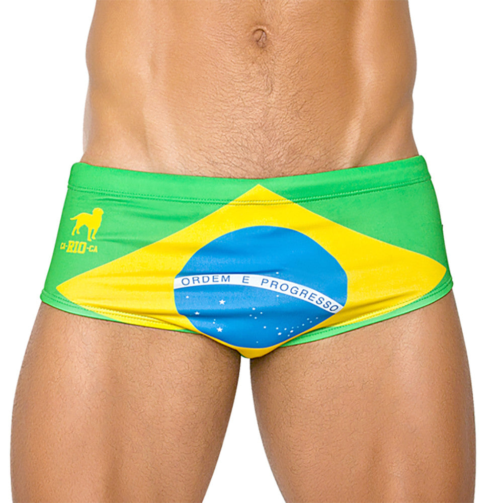 TEAM BRASIL FLAG SUNGA - Trajes de baño de diseñador para hombres - Sunga brasileño para hombres